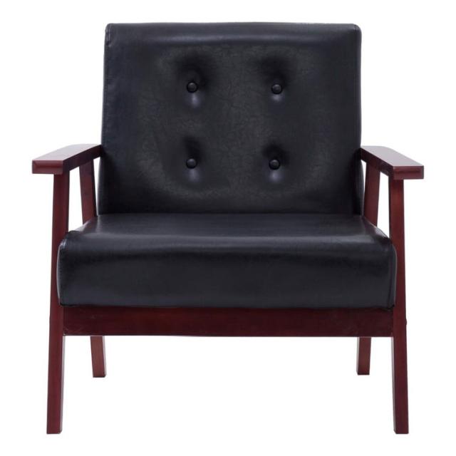 vidaXL アームチェア ブラック 合成皮革製 家具 チェア アームチェア