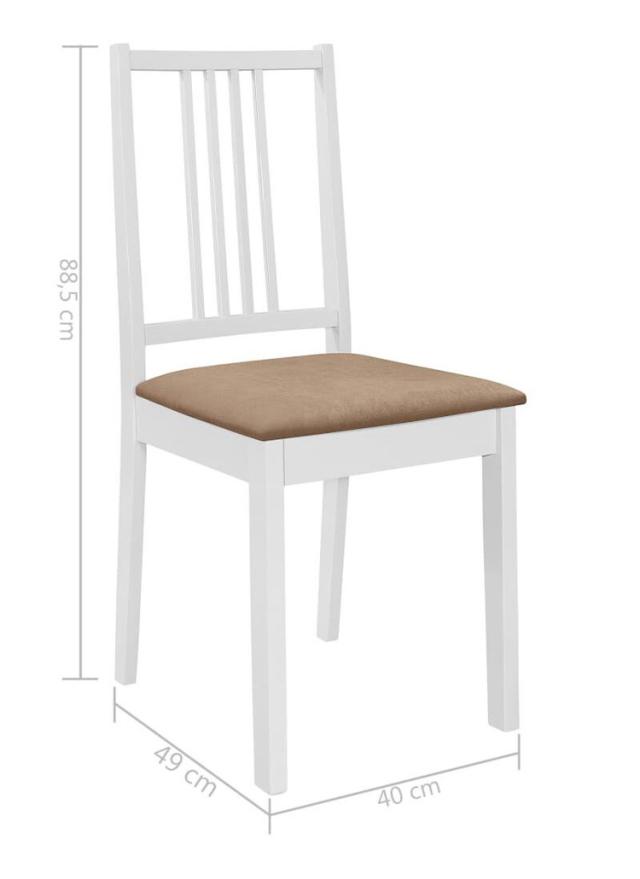 vidaXL ダイニングチェア クッション付き 6点 ホワイト 無垢材 家具 チェア キッチン ダイニングルームチェア(代引不可)【送料無料】