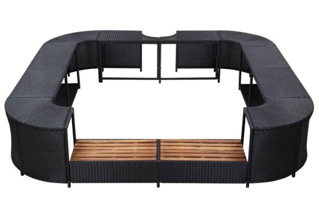 vidaXL 正方形スパサラウンド (浴槽周り家具) ブラック 268×268×55cm ポリラタン製 プール スパ プール スパ用アクセサリー(代引不可)【送料無料】_1