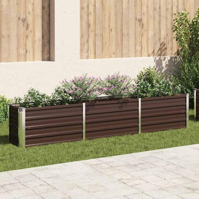 vidaXL ガーデンレイズドベッド 240×40×45cm 亜鉛メッキ鋼製 ブラウン 芝 ガーデン ガーデニング 鉢植え プランター(代引不可)【送料無料】