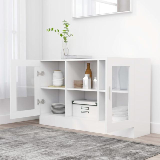 vidaXL ガラスキャビネット ホワイト 120×30.5×70cm エンジニアリングウッド 家具 キャビネット 収納 サイドボード(代引不可)【送料無料】_2