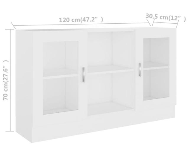 vidaXL ガラスキャビネット ホワイト 120×30.5×70cm エンジニアリングウッド 家具 キャビネット 収納 サイドボード(代引不可)【送料無料】_7