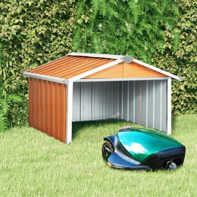 vidaXL ガーデン ロボット芝刈り機 小屋 92×97×63cm 亜鉛メッキ鋼 ブラウン 芝 ガーデン アウトドアリビング アウトドアストラクチャー 日除け ガレージ カーポート(代引不可)【送料無料】