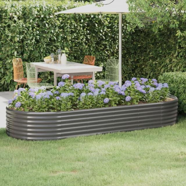 vidaXL ガーデンプランター 粉体塗装スチール 249×100×36cm グレー 芝 ガーデン ガーデニング 鉢植え プランター(代引不可)【送料無料】 5,495円