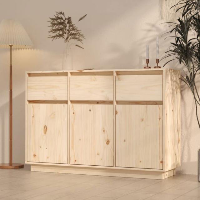 vidaXL サイドボード 110×34×75cm パイン無垢材 家具 キャビネット 収納 サイドボード(代引不可)【送料無料】