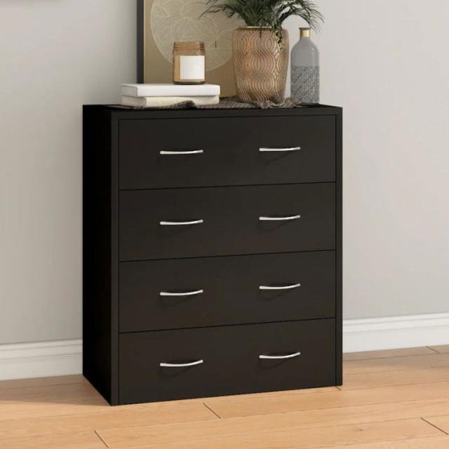 vidaXL サイドボード 引き出し4個付き 60×30.5×71cm ブラック 家具 キャビネット 収納 サイドボード(代引不可)【送料無料】 9,548円