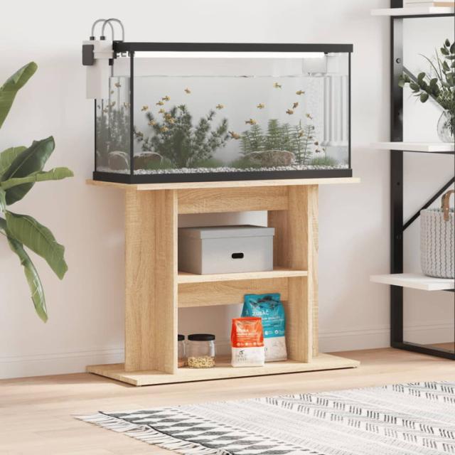 vidaXL 水槽スタンド ソノマオーク 80×35×60cm エンジニアードウッド 動物 ペット用品 ペット用品 魚用品 Aquarium Stands(代引不可)【送料無料】