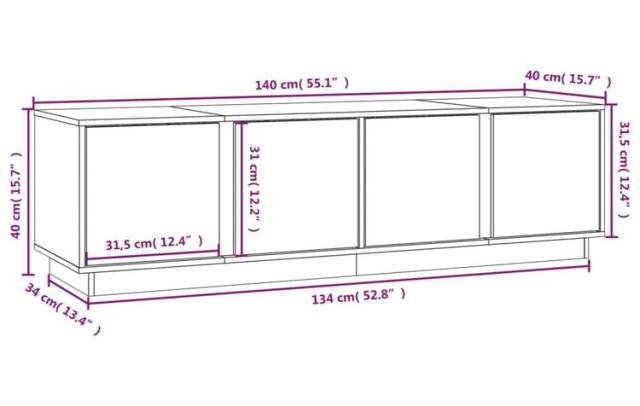 vidaXL テレビキャビネット 140×40×40cm パイン無垢材 家具 AVラック テレビ台(代引不可)【送料無料】_4