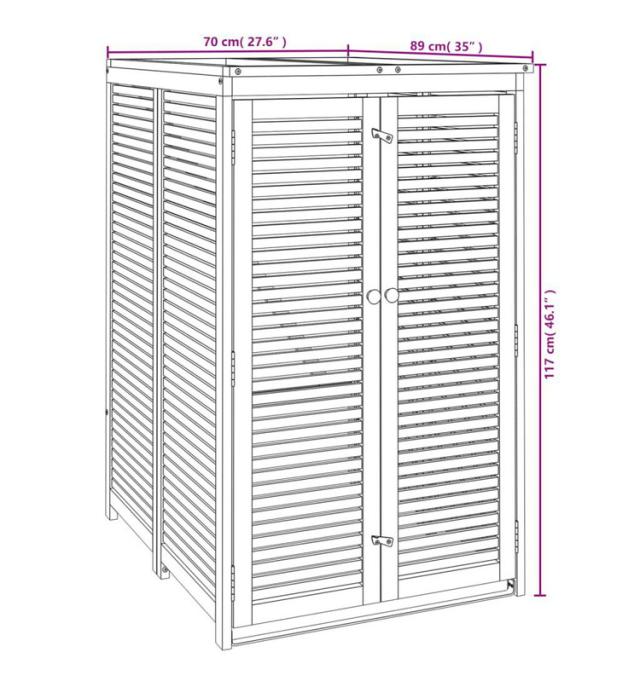vidaXL シングルゴミ箱 シェッド 70×89×117cm 無垢材アカシア 家事用品 廃棄物処理用品 ごみ箱 廃棄物コンテナ用囲い(代引不可)【送料無料】_7