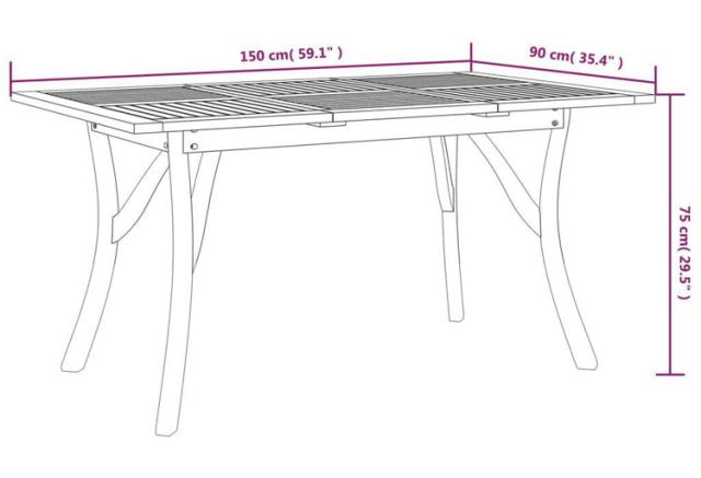 vidaXL ガーデンテーブル 150×90×75cm アカシア無垢材 家具 アウトドア家具 アウトドアテーブル(代引不可)【送料無料】_5