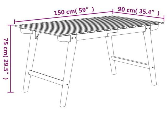 vidaXL ガーデンテーブル 150×90×75cm アカシア無垢材 家具 アウトドア家具 アウトドアテーブル(代引不可)【送料無料】_4