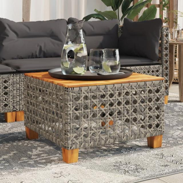 vidaXL ガーデンテーブル グレー 55×55×36cm ポリラタン アカシア材 家具 アウトドア家具 アウトドアテーブル(代引不可)【送料無料】