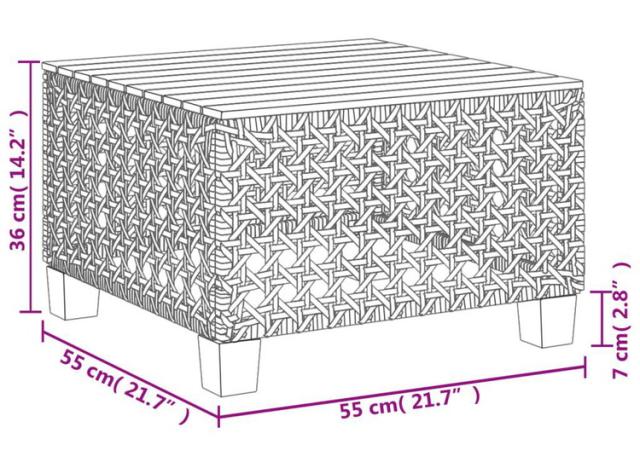 vidaXL ガーデンテーブル グレー 55×55×36cm ポリラタン アカシア材 家具 アウトドア家具 アウトドアテーブル(代引不可)【送料無料】_3