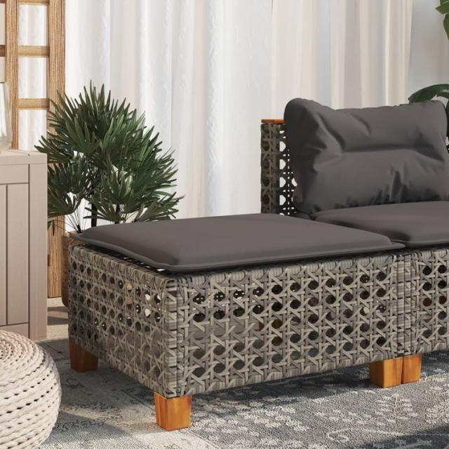 vidaXL ガーデンスツール クッション付き グレー 63.5×56×32cm ポリラタン 家具 アウトドア家具 屋外フットレスト(代引不可)【送料無料】