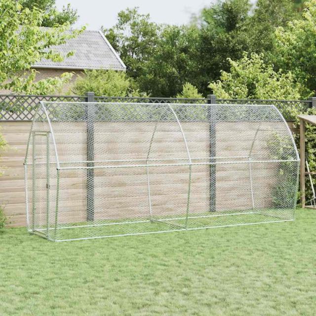 vidaXL チキンケージ シルバー 400×105×182cm 亜鉛メッキ鋼 動物 ペット用品 ペット用品 小動物用品 小動物 飼育 ケージ(代引不可)【送料無料】