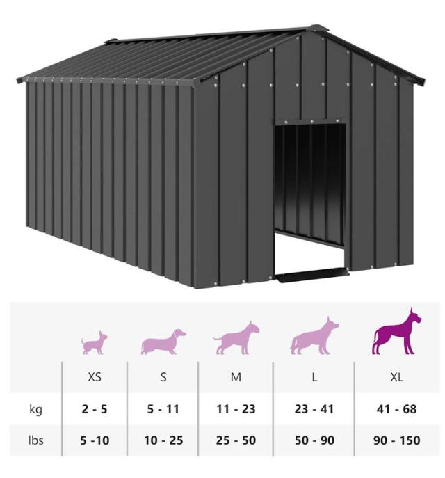 vidaXL 屋根付き犬小屋 114×202×101cm 亜鉛メッキ鋼 動物 ペット用品 ペット用品 犬用品 ドッグハウス(代引不可)【送料無料】_6