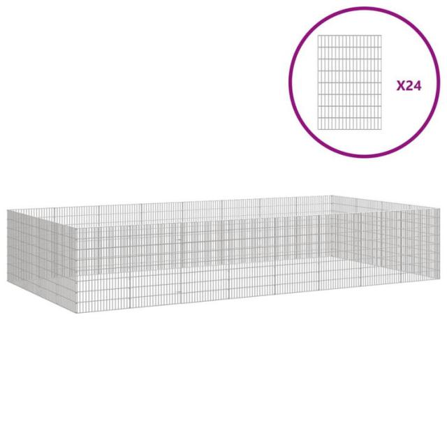 vidaXL 放し飼い動物用囲い 24パネル 54×80cm 亜鉛メッキ鉄板 動物 ペット用品 ペット用品 小動物用品 小動物 飼育 ケージ(代引不可)【送料無料】