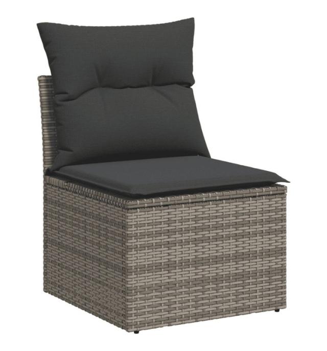 vidaXL ガーデンソファ6点セット クッション付き グレー ポリラタン製 家具 アウトドア家具 屋外家具セット(代引不可)【送料無料】_4