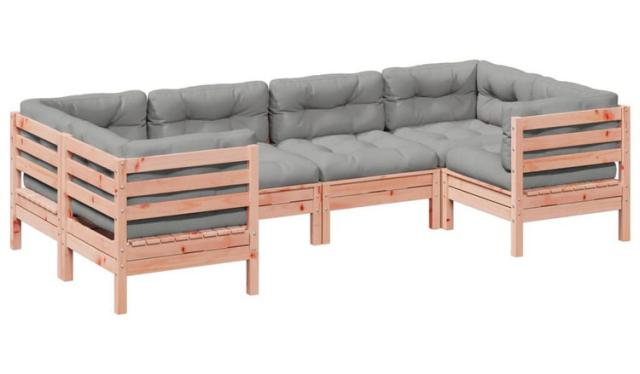 vidaXL ガーデンソファ6点セット クッション付き ダグラスモミ無垢材 家具 アウトドア家具 屋外家具セット(代引不可)【送料無料】