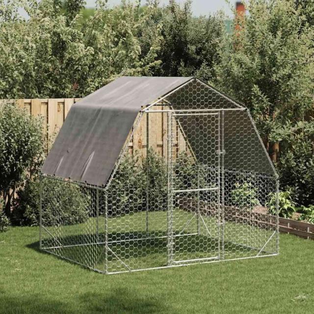 vidaXL 屋根付き鶏小屋 2.5×2×2.25m 亜鉛メッキ鋼 Animals Pet Supplies ペット用品 小動物用品 小動物 飼育 ケージ(代引不可)【送料無料】