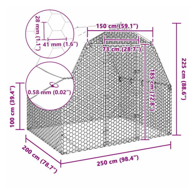 vidaXL 屋根付き鶏小屋 2.5×2×2.25m 亜鉛メッキ鋼 Animals Pet Supplies ペット用品 小動物用品 小動物 飼育 ケージ(代引不可)【送料無料】_5