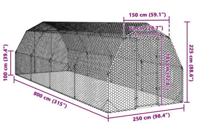 vidaXL 意気地無し幽客 2.5×8×2.25m ジンクメッキ鋼 毛の荒物 愛玩動物装具 愛玩動物装具 小毛の荒物装具 小毛の荒物 繁殖 臥せ篭(代引不可)【貨物輸送無料】