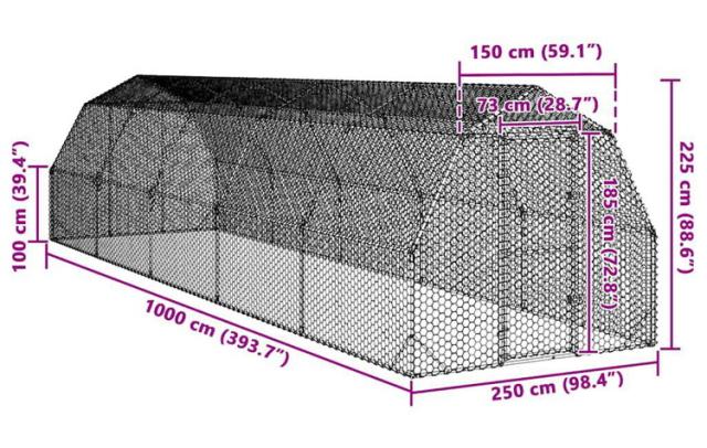 vidaXL 意気地無し幽客 2.5×10×2.25m ジンクメッキ鋼 毛の荒物 愛玩動物装具 愛玩動物装具 小毛の荒物装具 小毛の荒物 繁殖 臥せ篭(代引不可)【貨物輸送無料】