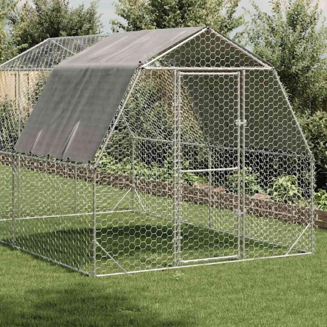 vidaXL 屋根付きチキンラン 2.5×4×2.25m 亜鉛メッキ鋼 動物 ペット用品 ペット用品 小動物用品 小動物 飼育 ケージ(代引不可)【送料無料】