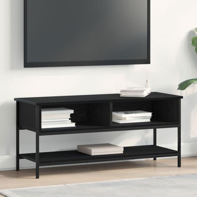 vidaXL TVキャビネット ブラックオーク 100×35×45cm エンジニアリングウッド スチール 家具 AVラック テレビ台(代引不可)【送料無料】