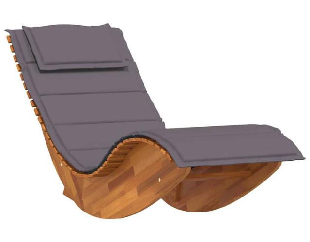 vidaXL ロッキングサンラウンジャー(クッション付き)アカシア無垢材 家具 アウトドア家具 屋外椅子 サンラウンジャー(代引不可)【送料無料】_2