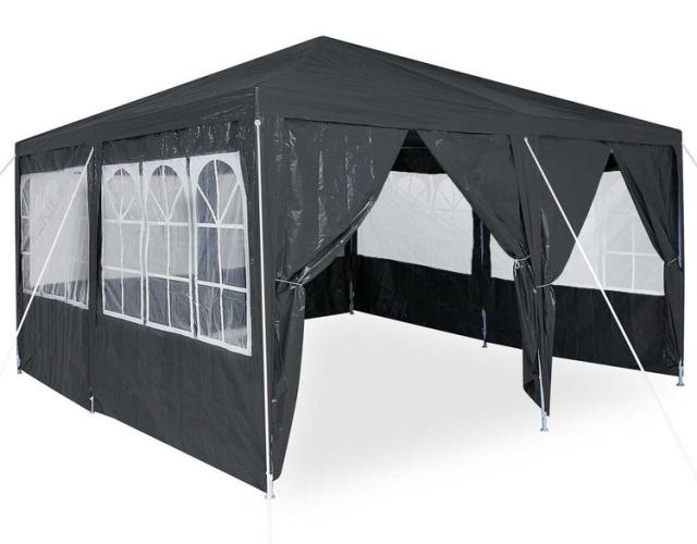 vidaXL パーティーテント 8枚のサイドウォール アントラシート 4×4m PE