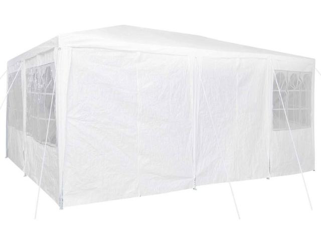 vidaXL サイドウォール付きパーティーテント 白 6×4m PE 芝 ガーデン
