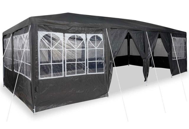vidaXL パーティーテント アントラシート12サイドウォール付き 8×4m PE 芝 ガーデン アウトドアリビング アウトドアストラクチャー キャノピー ガゼボ(代引不可)【送料無料】_2