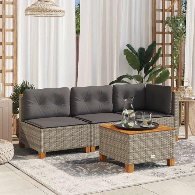 vidaXL ガーデンテーブル グレー 55x55x36 cm ポリラタン アカシア材 家具 アウトドア家具 アウトドアテーブル【送料無料】_1