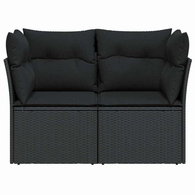 vidaXL ガーデンソファ クッション付き 2人掛け ブラック ポリラタン 家具 アウトドア家具 屋外椅子 屋外ソファ【送料無料】_3