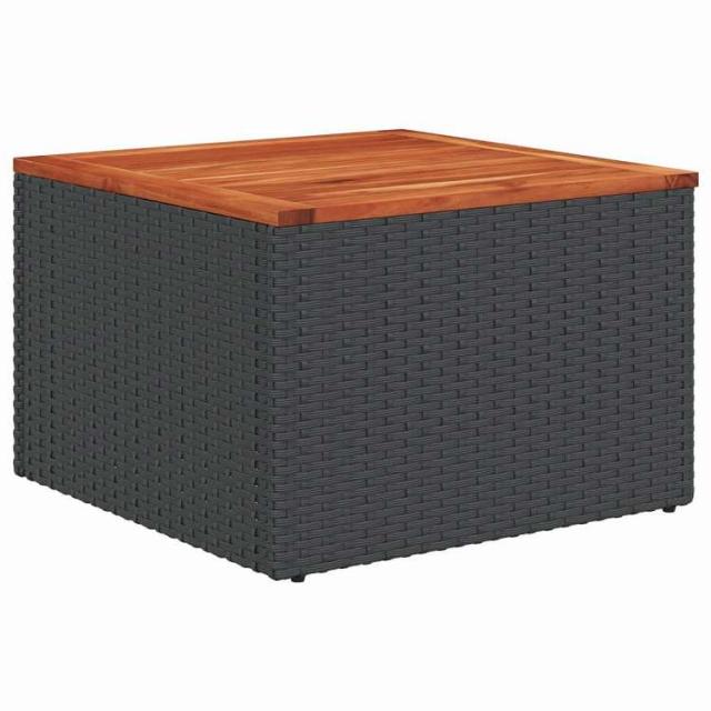 vidaXL ガーデンテーブル ブラック 55x55x37 cm ポリラタン&アカシアウッド 家具 アウトドア家具 アウトドアテーブル【送料無料】