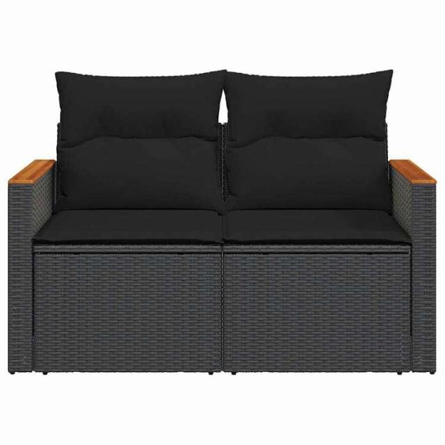 vidaXL ガーデンソファ クッション付き 2人掛け ブラック ポリラタン 家具 アウトドア家具 屋外椅子 屋外ソファ【送料無料】_3