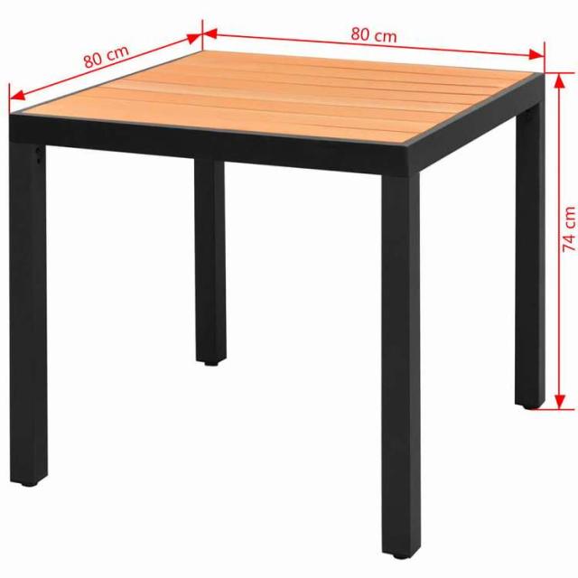 vidaXL ガーデンテーブル ブラウン 80x80x74cm アルミ&WPC製 家具 アウトドア家具 アウトドアテーブル【送料無料】_3