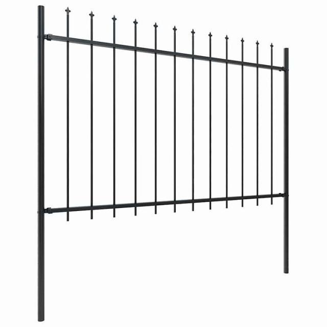 vidaXL ガーデンフェンス スピアトップ スチール 181x120 cm ブラック ハードウェア フェンス&バリア フェンスパネル【送料無料】_1