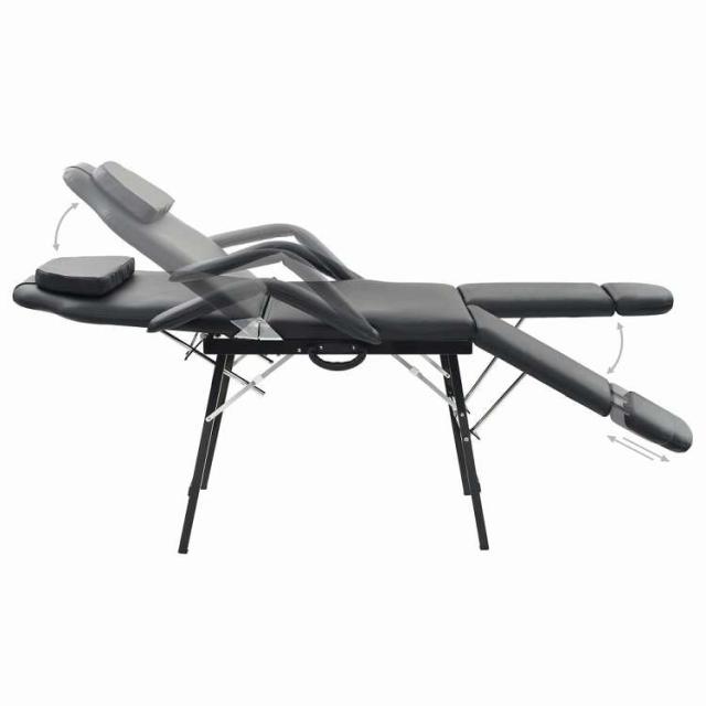 vidaXL 携帯用 フェイシャルエステチェア 合成皮革 185x78x76cm ブラック ヘルス&ビューティー パーソナルケア マッサージ・リラクゼーション マッサージチェア【送料無料】