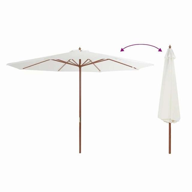 vidaXL 屋外用パラソル 木製ポール付き 350cm サンドホワイト ホーム&ガーデン 芝&ガーデン アウトドアリビング 屋外用傘・サンシェード【送料無料】_2