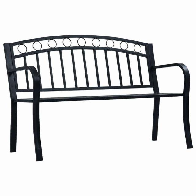 vidaXL ガーデンベンチ 125cm ブラック スチール製 家具 アウトドア家具 屋外椅子 アウトドアベンチ【送料無料】 17,061円