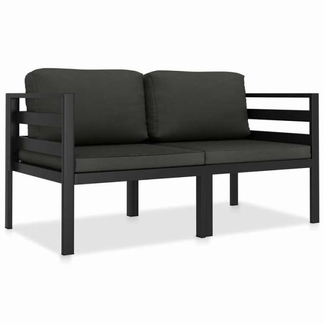 vidaXL ガーデンラウンジ2点セット クッション付 アルミ 製 アントラシート 家具 アウトドア家具 屋外家具セット【送料無料】