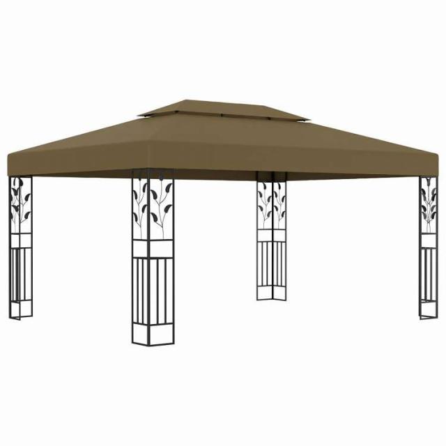 vidaXL ガゼボ 二重屋根 トープ 3x4m 180g/m[2] ホーム&ガーデン 芝&ガーデン アウトドアリビング アウトドアストラクチャー キャノピー・ガゼボ【送料無料】
