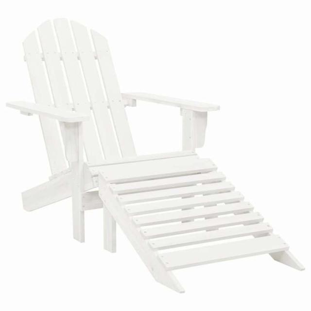 vidaXL ガーデンチェア 足載せ台付き 木製 白色 家具 アウトドア家具 屋外椅子 アウトドアベンチチェア【送料無料】