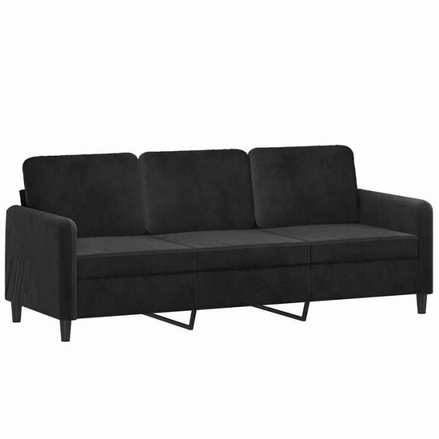 vidaXL 3人掛けソファ ブラック 180cm ベルベット 家具 ソファ【送料無料】