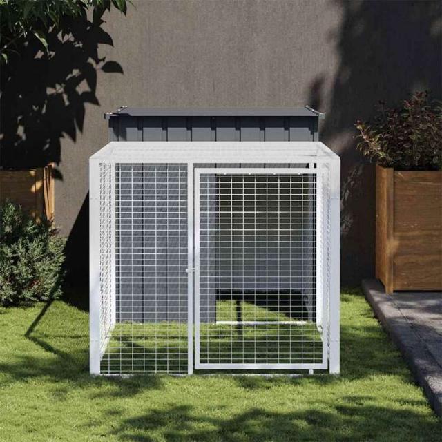 vidaXL 鶏小屋(ラン付き) アンスラサイト 110x201x110 cm 亜鉛メッキ鋼 動物&ペット用品 ペット用品 小動物用品 小動物 飼育・ケージ【送料無料】_1