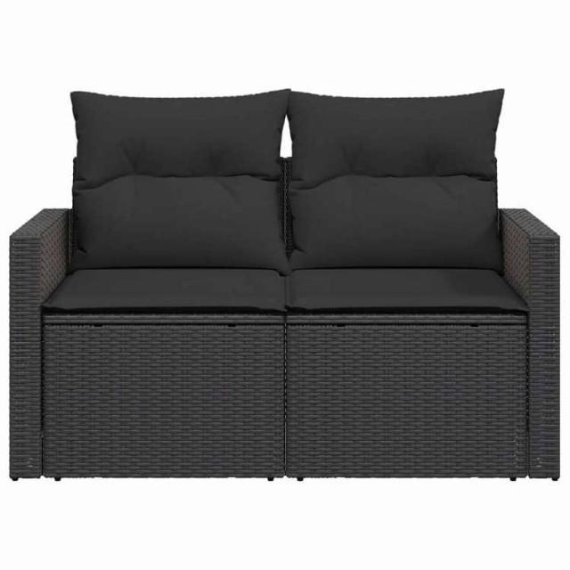 vidaXL ガーデンソファ クッション付き 2人掛け ブラック ポリラタン 家具 アウトドア家具 屋外椅子 屋外ソファ【送料無料】_3