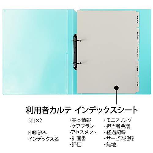 お得！送料無料】ブルー10冊 プラス 介護用 2穴リングファイル A4 背厚