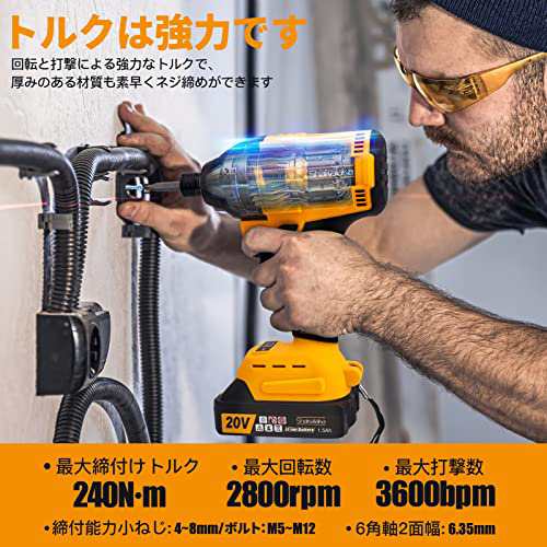 お得！送料無料】 インパクトドライバー 20v 電動 充電式 コードレス